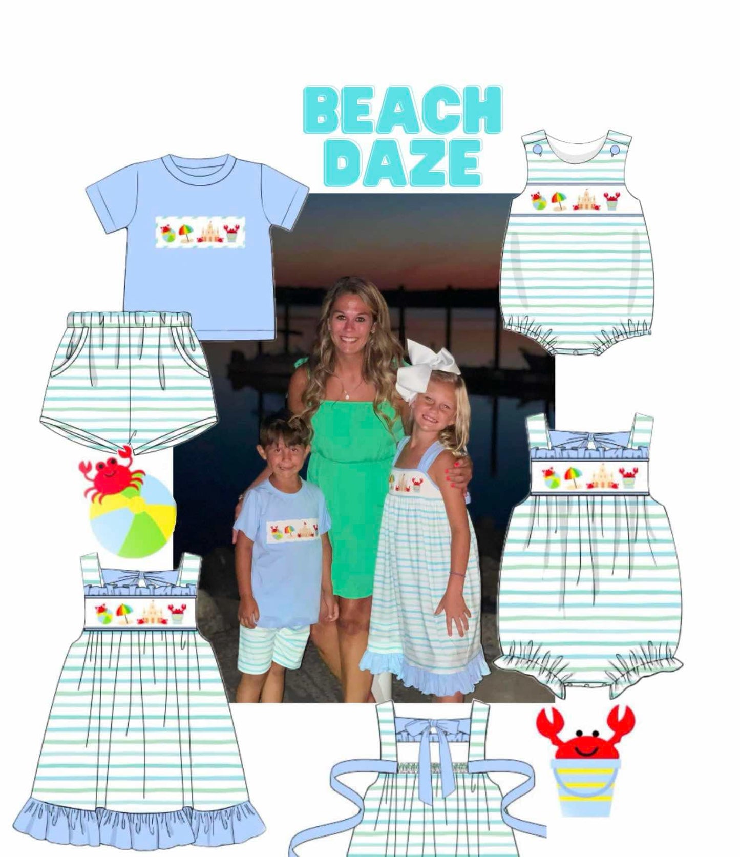 3T BOYS BEACH SMOCKED BUBBLE
