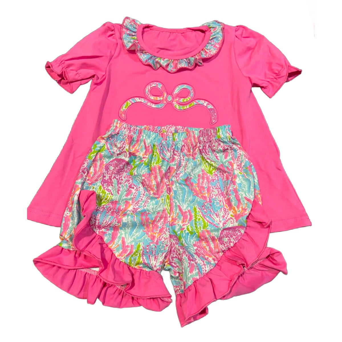 PINK LILLY BOW SHORT SET