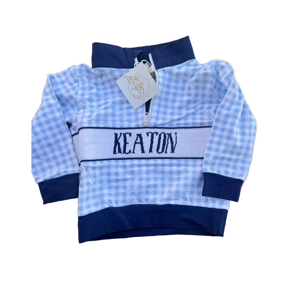 18M KEATON BLUE GINGHAM PULLOVER