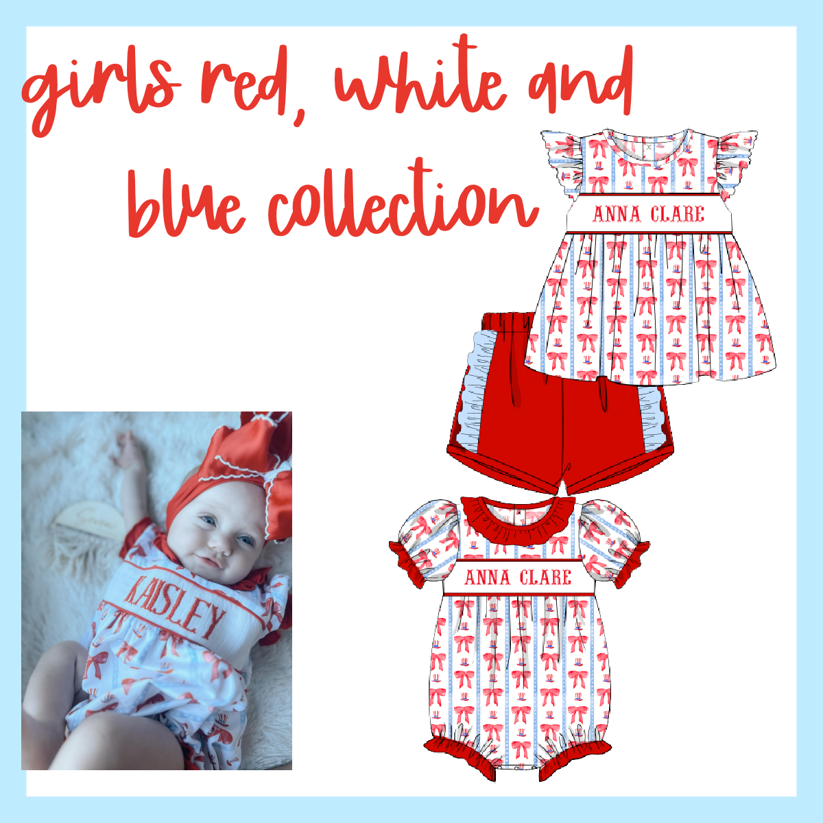 PO 105 GIRLS RED WHITE AND BLUE COLLECTION