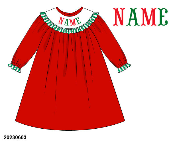 WS CHRISTMAS NAME SMOCK DRESS