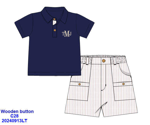 NAVY-TAN POLO SHORT SET