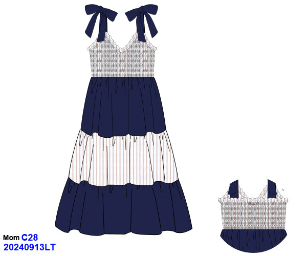 NAVY-TAN MOM MAXI DRESS