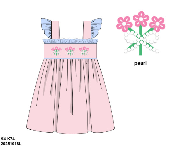 PINK FLORAL PEARL DRESS (MAY ETA)
