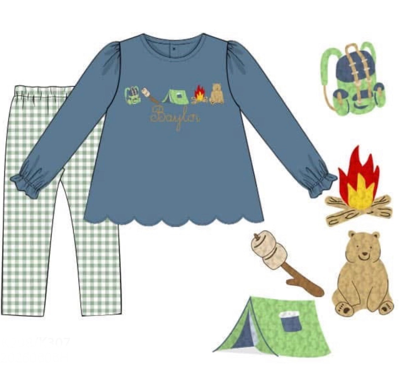 PO93 French Knot Camping Legging Set
