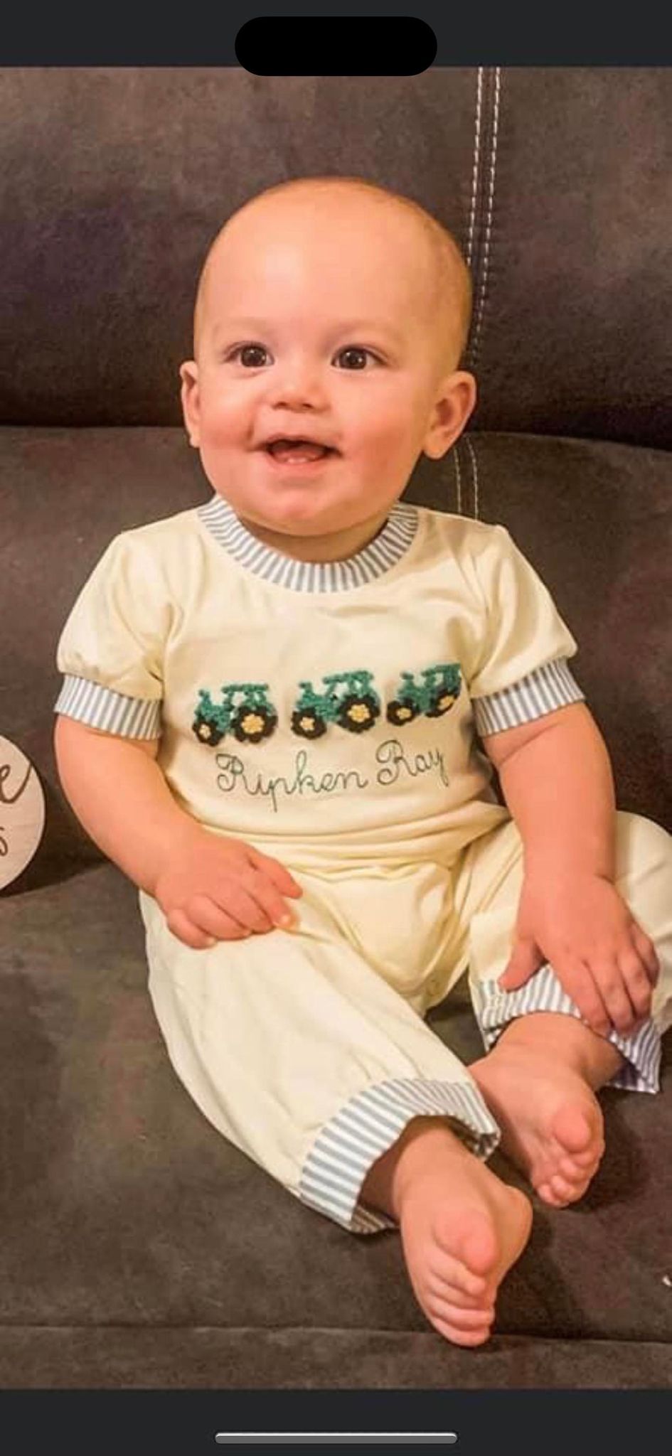 3T FRENCH KNOT TRACTOR ROMPER (NO NAME)
