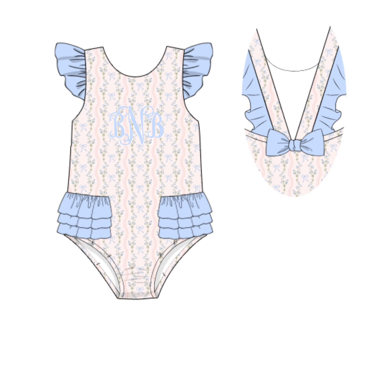 PO 103.5 Marley Floral & Gingham Swim Girl 1pc.