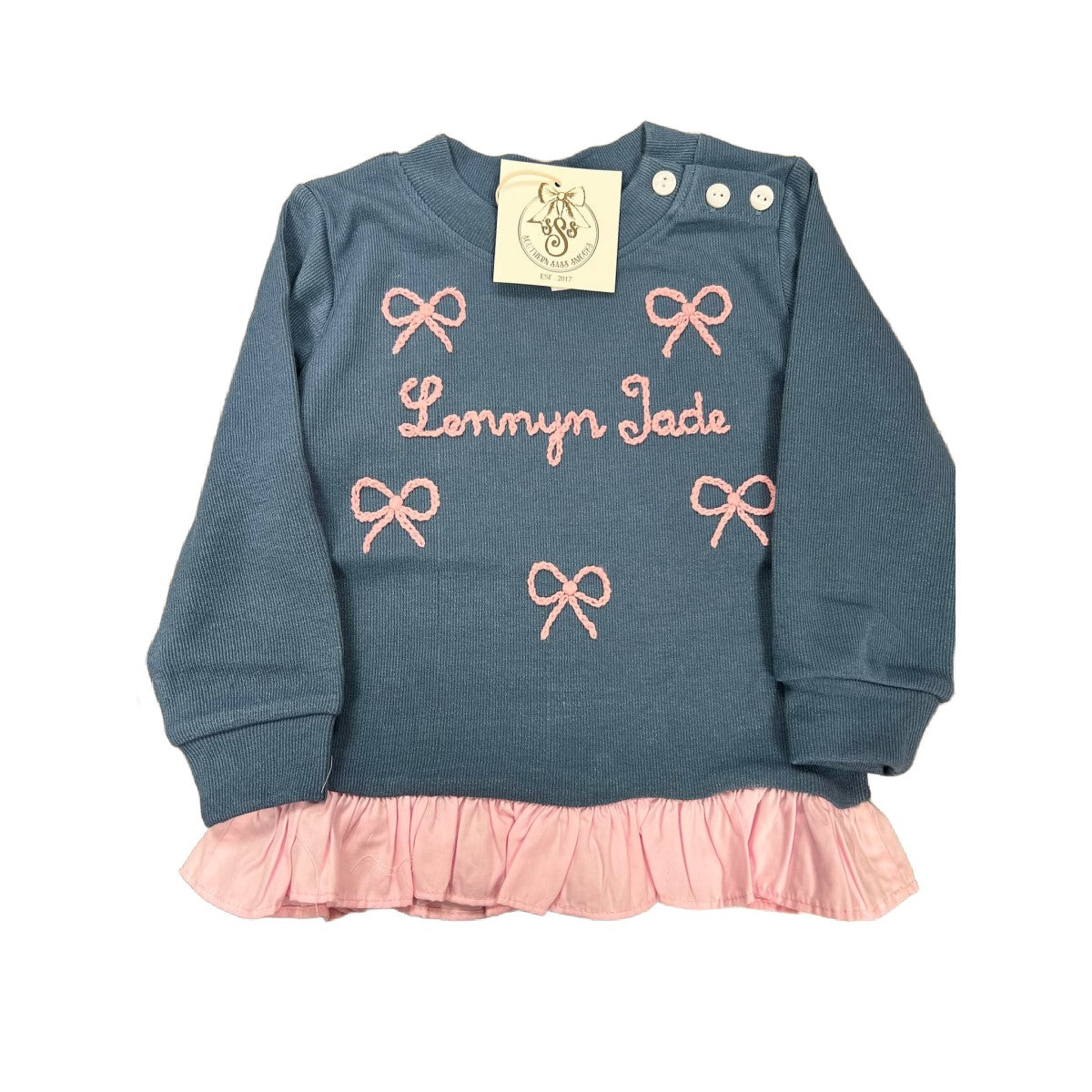 2T "LENNYN JADE" BOW NAME SWEATER