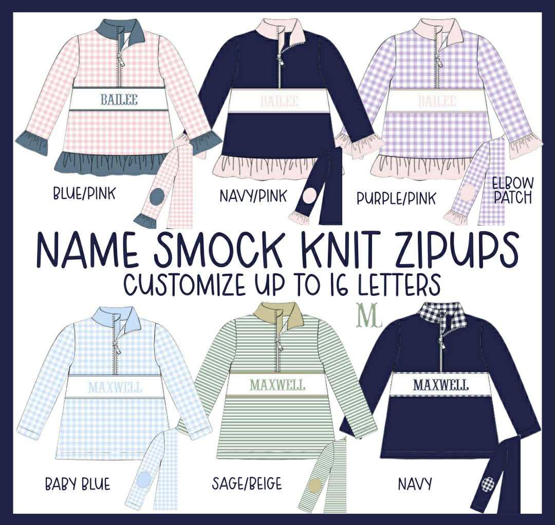 SGS: NAME SMOCK KNIT ZIP UP COLLECTION