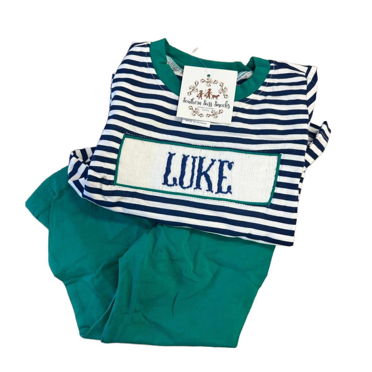 2T "LUKE" NAVY/GREEN KNIT PANTS SET