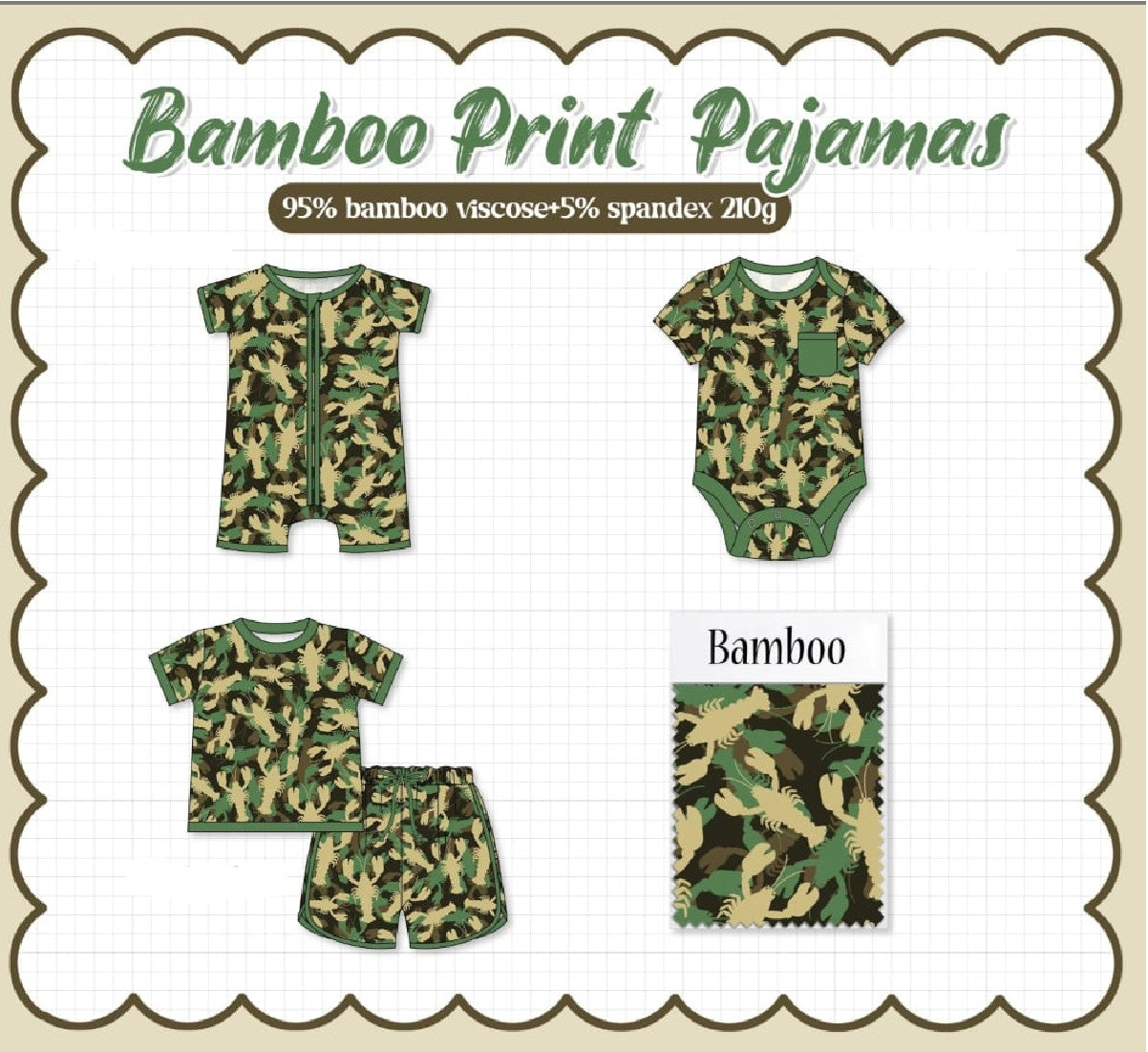 GREEN LOBSTER BAMBOO PJS - ETA MARCH