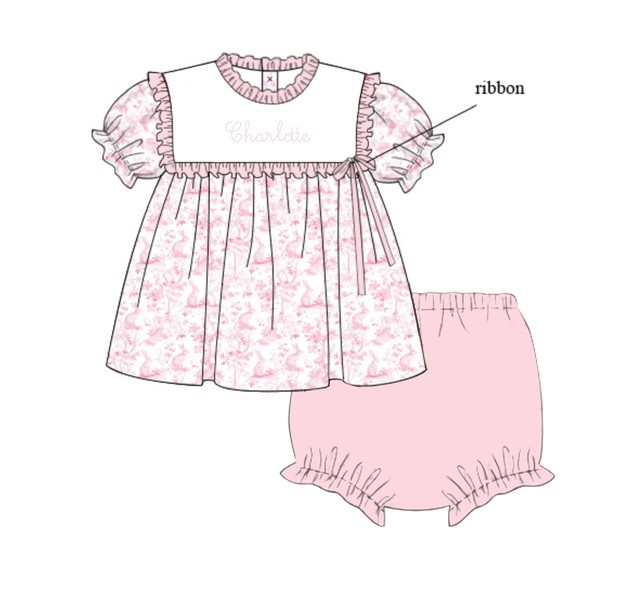 PO 103.5 Bunny Toile Girl Set