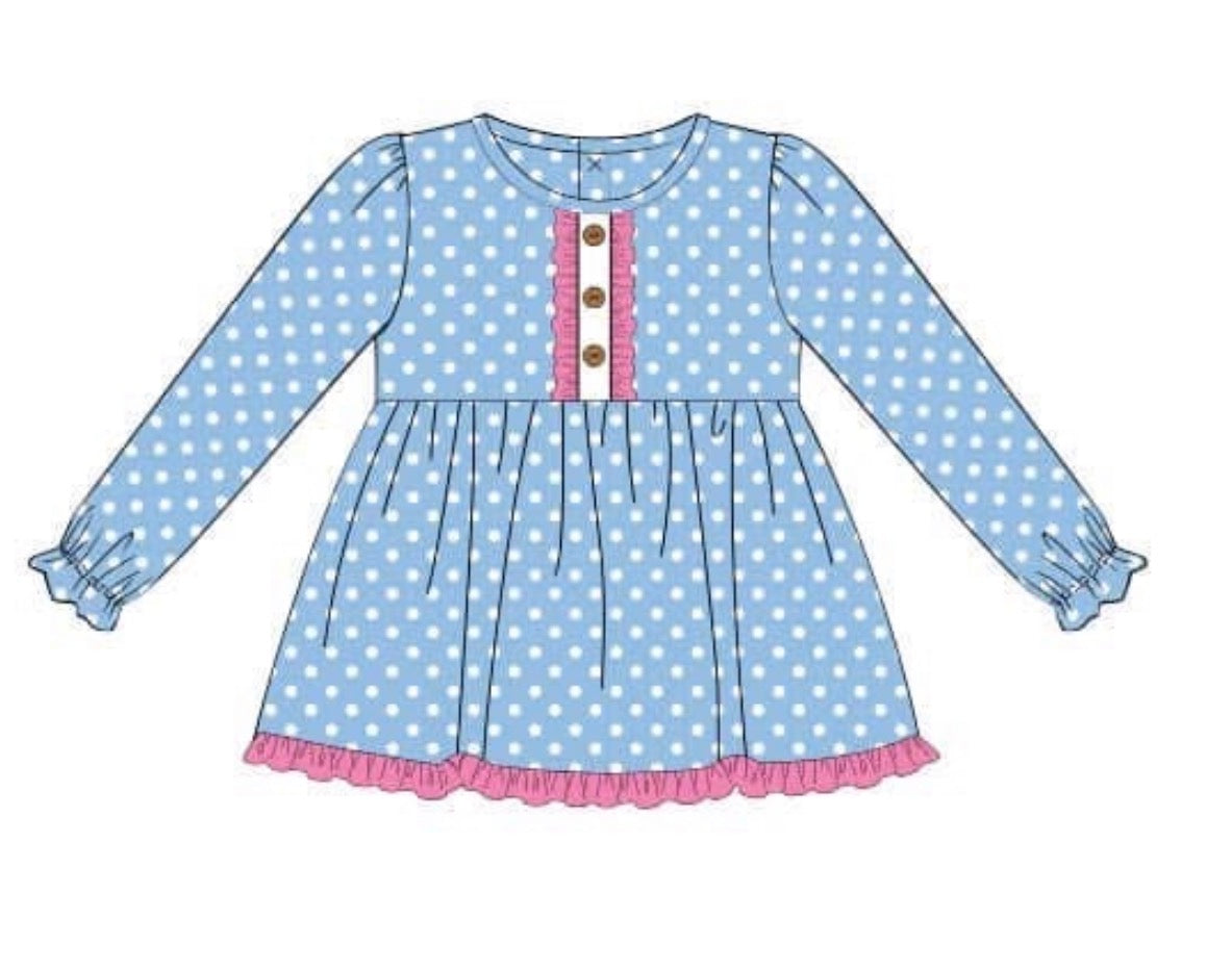PO 108.5 Girls Mix & Match - Blue Dot Shirt
