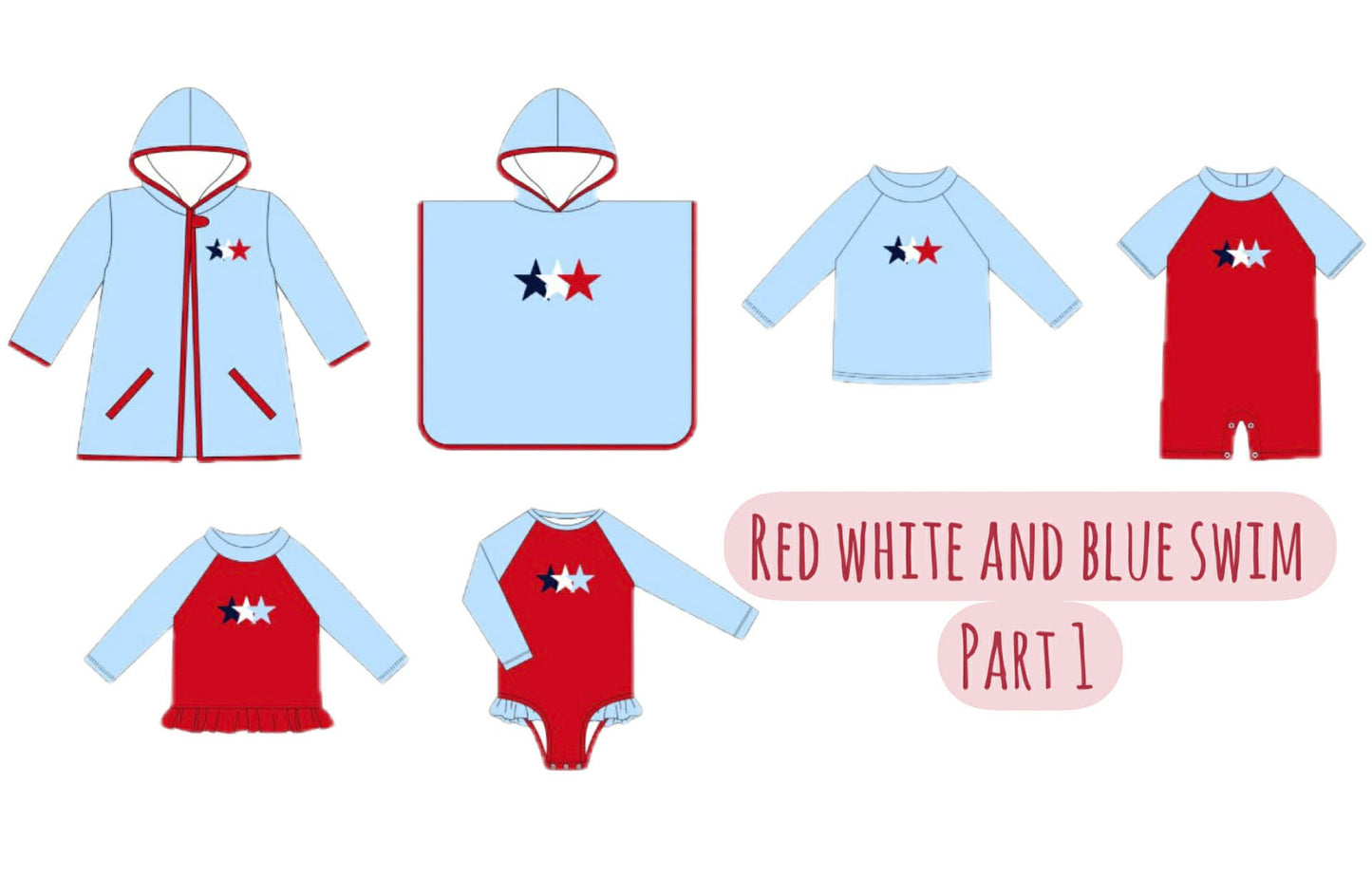 RED WHITE AND BLUE SWIM PART 1 COLLECTION - ETA LATE APRIL