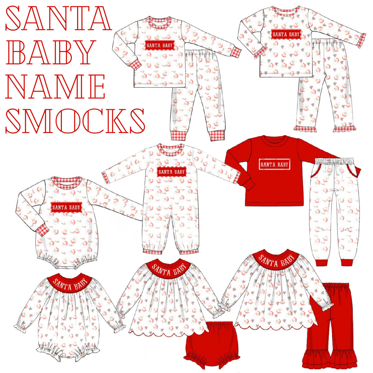 PO 94 SSS CUSTOM SANTA FABRIC NAME SMOCKS Southern Sass Smocks