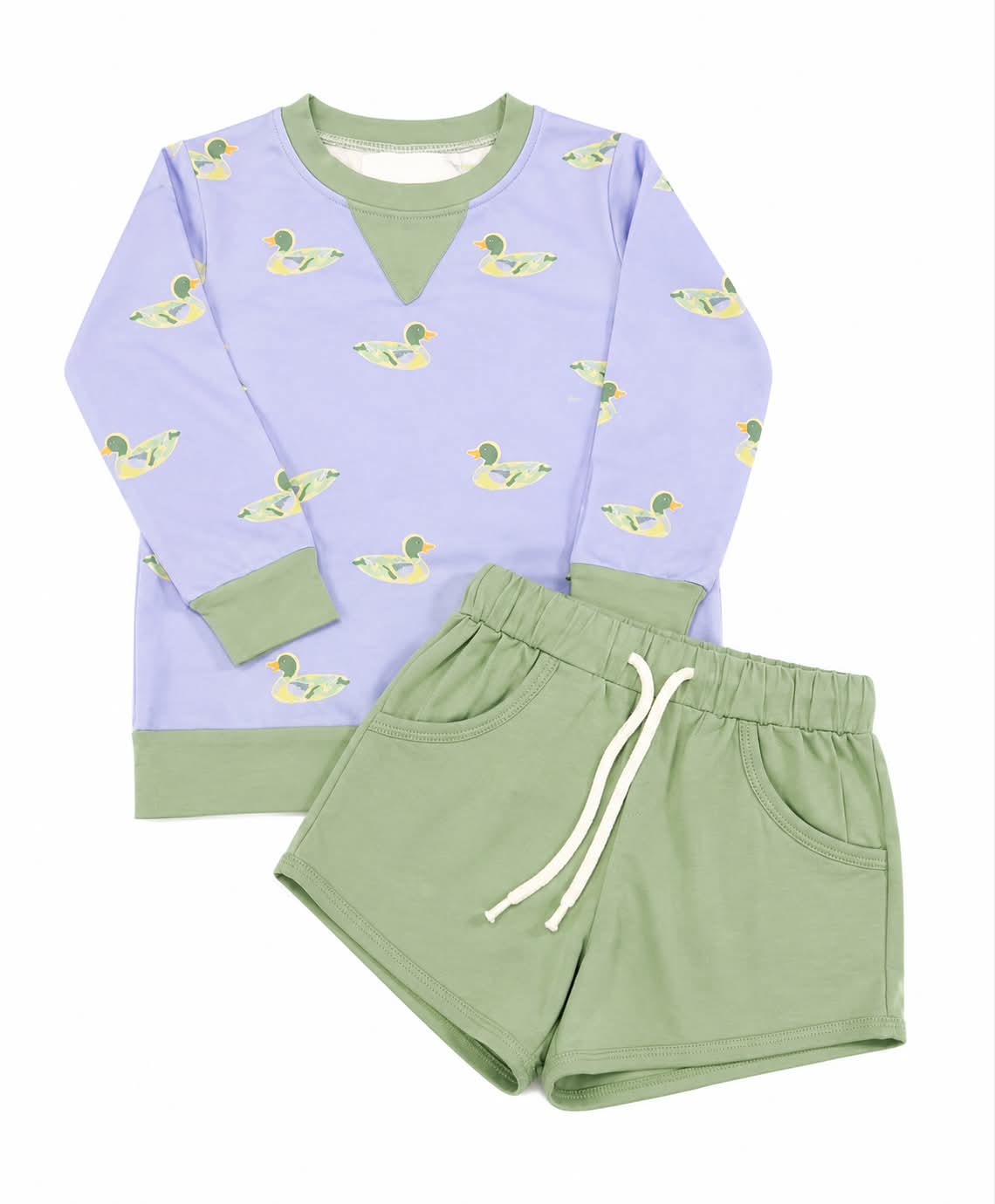 DUCK PRINT SWEATER SHORT SETS