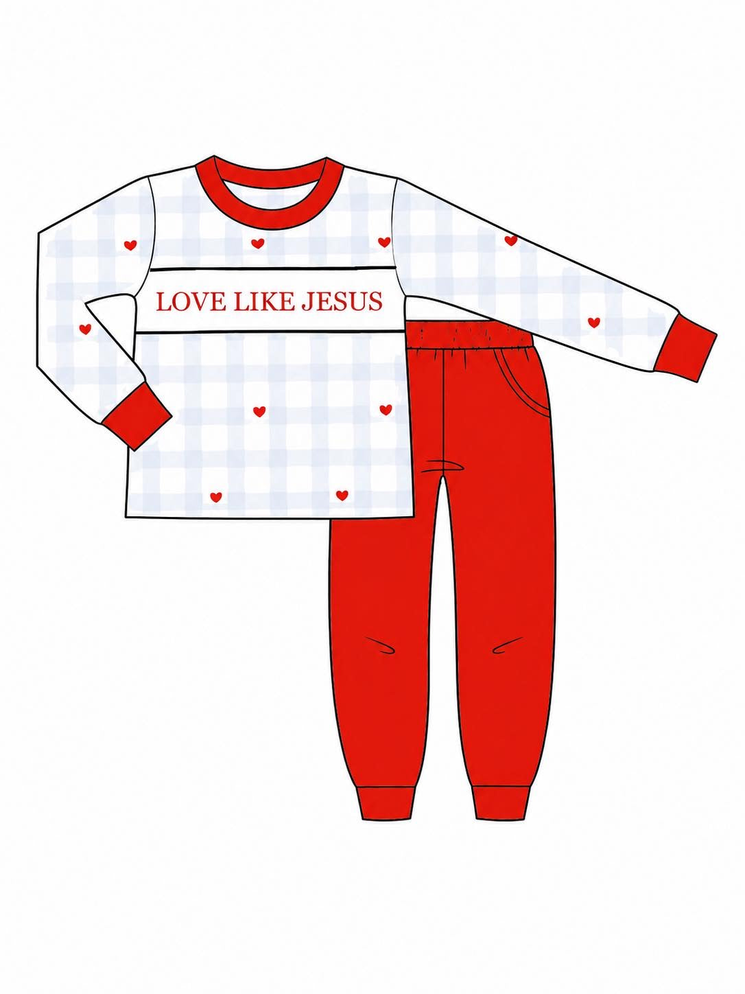 PO 108.5 Love Like Jesus Name Smocks Jogger Set