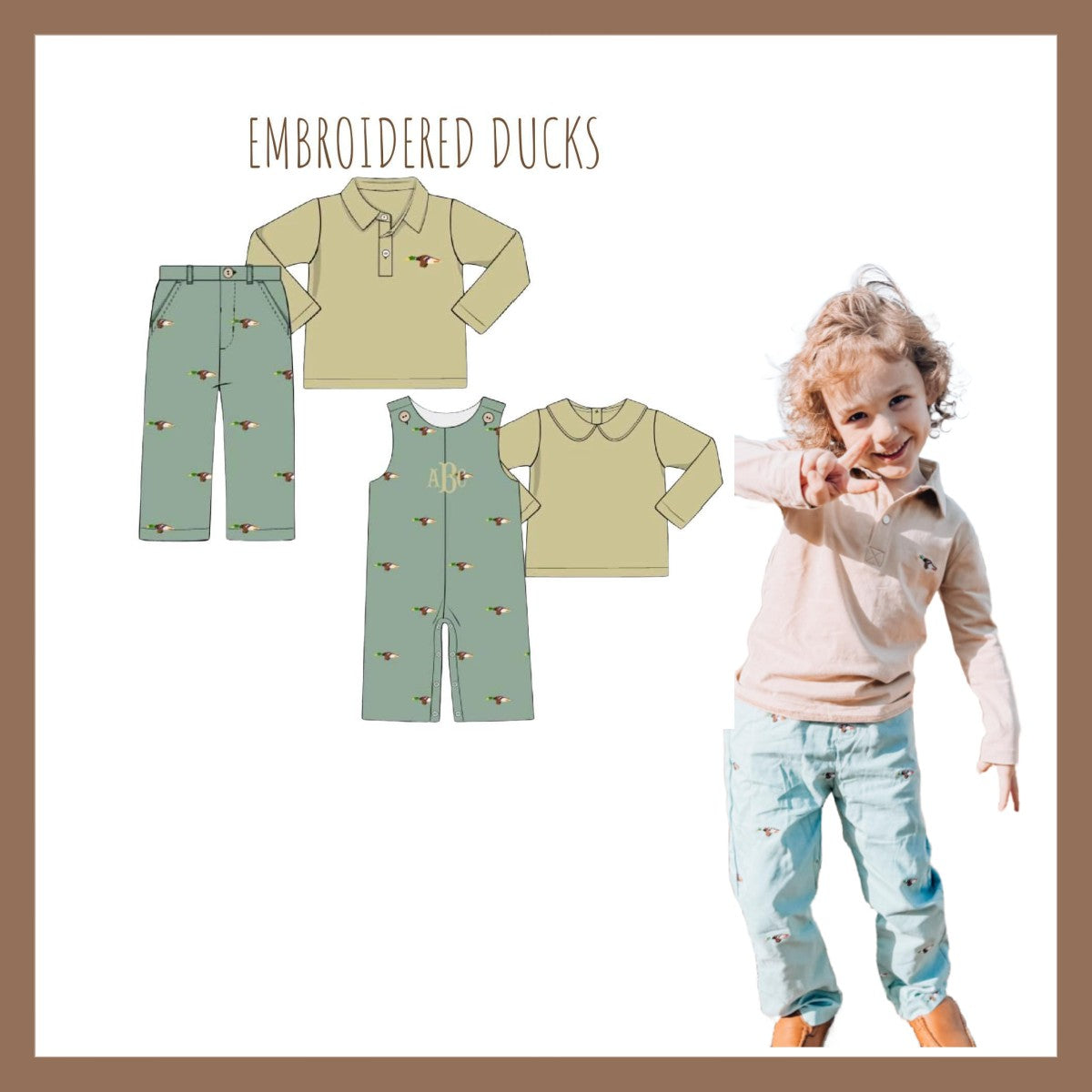 EMBROIDERED DUCKS PANTS SET (ETA LATE NOV)