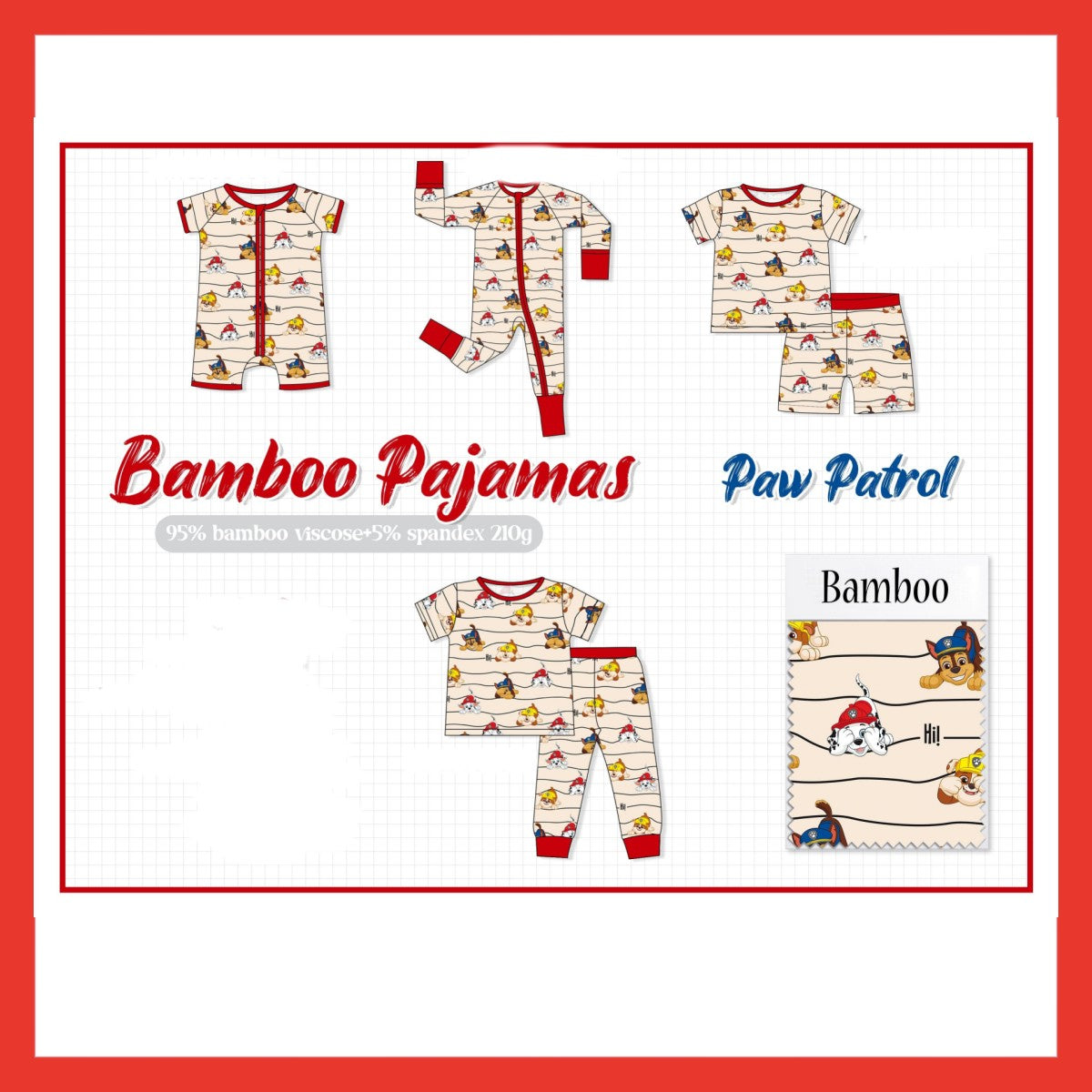 Red character print bamboo pajamas collection-ETA JAN