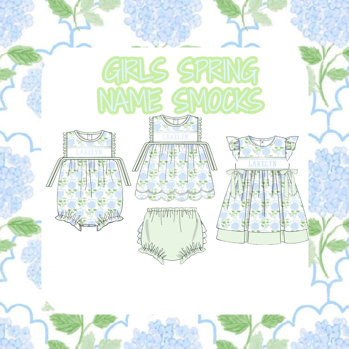 PO 104: GIRLS SPRING NAME SMOCKS