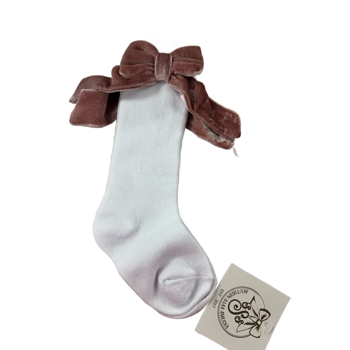 PINK VELVET BOW SOCKS