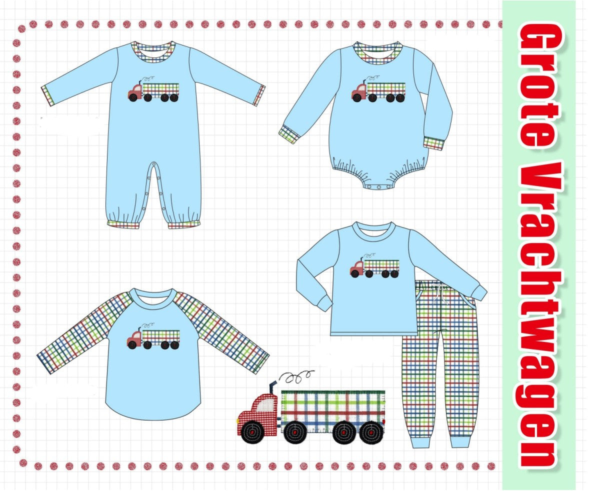 Blue truck embroidery collection-ETA JAN