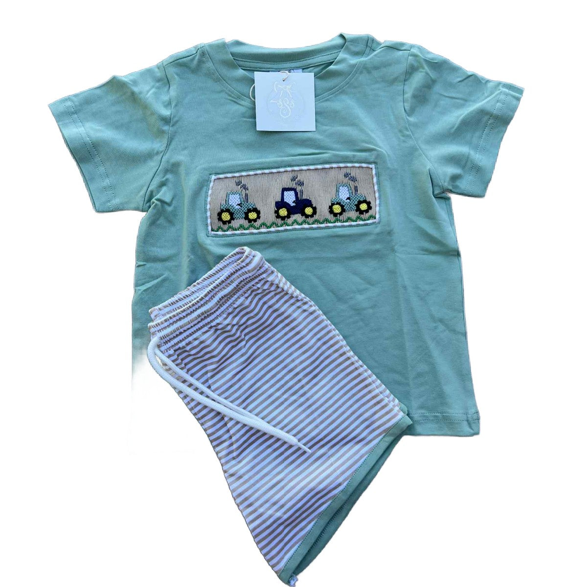 4T BOYS TRACTOR SMOCKED SHORT SET