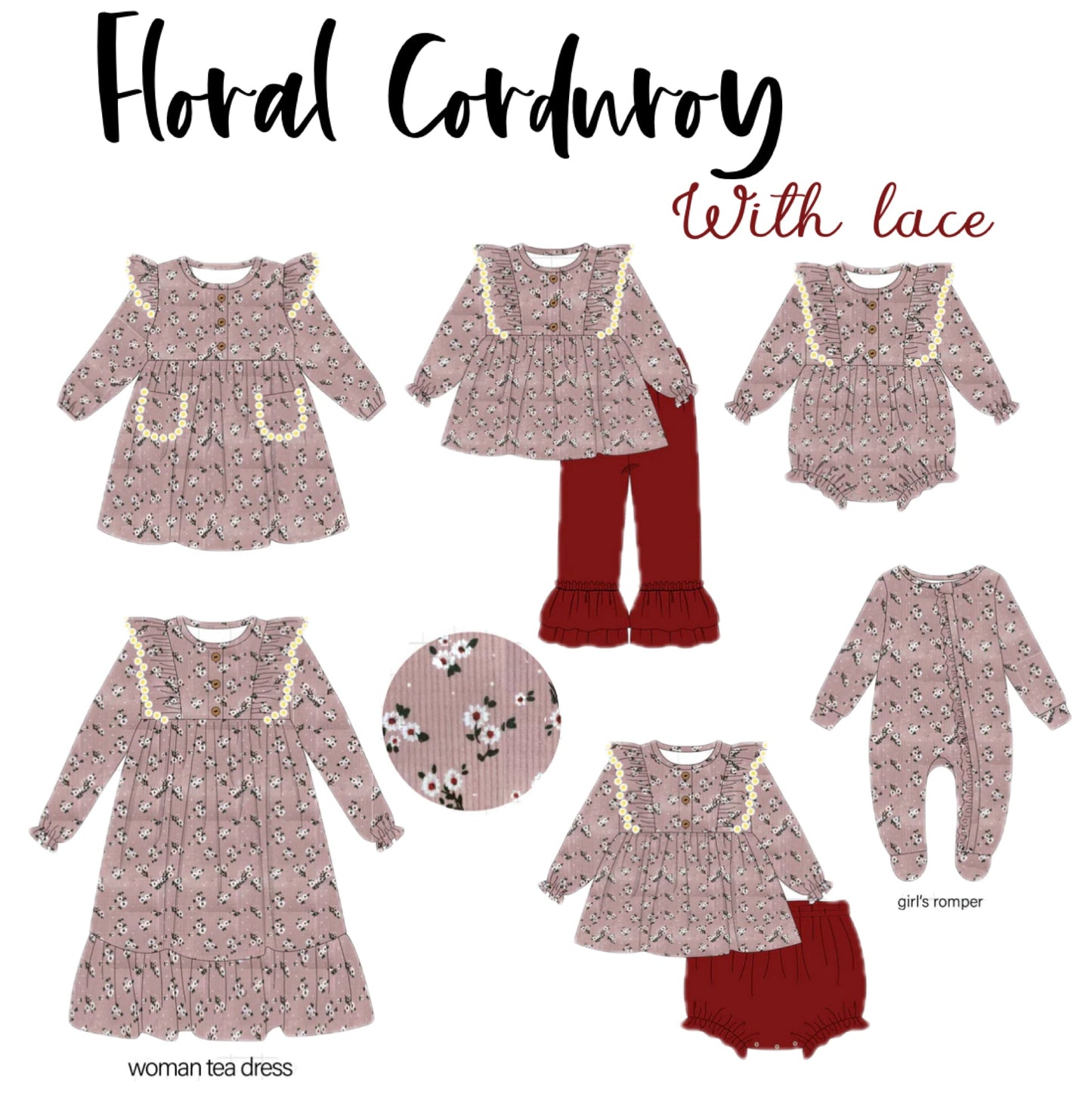 Floral Corduroy with Lace - ETA OCTOBER