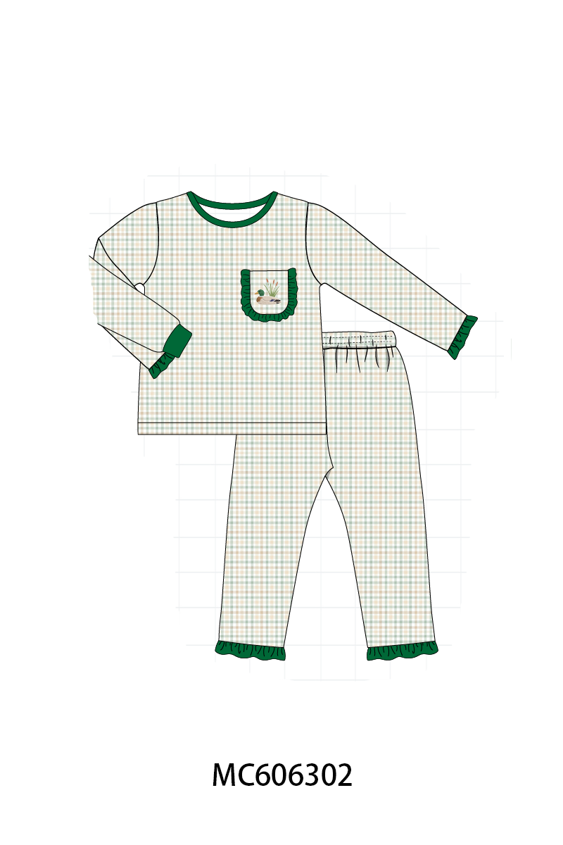 PO95 Sage duck embroidery plaid collection 2