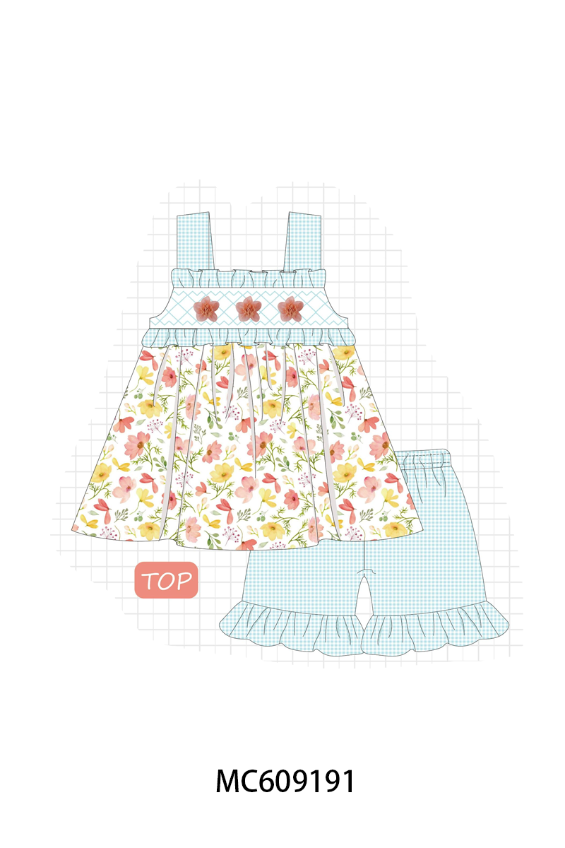 BLUE FLORAL 3D SMOCKED-ETA LATE FEB