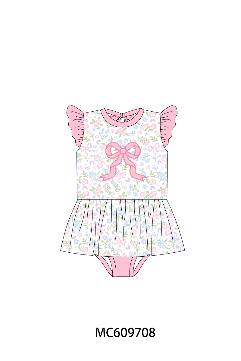 PINK BOW APPLIQUE FLORAL-ETA MARCH