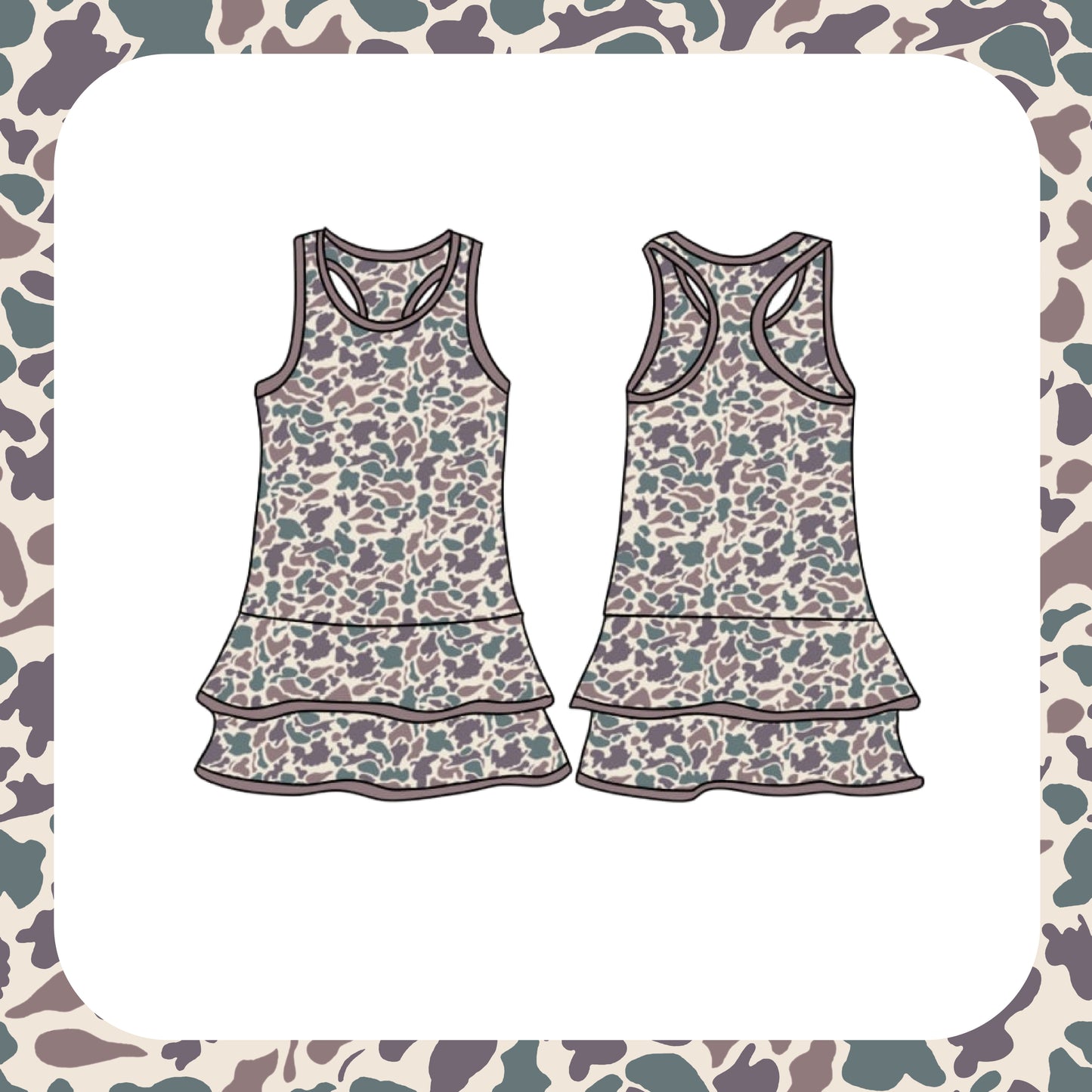 CAMO TENNIS DRESS (SHIPS TO SSS LATE AUGUST)