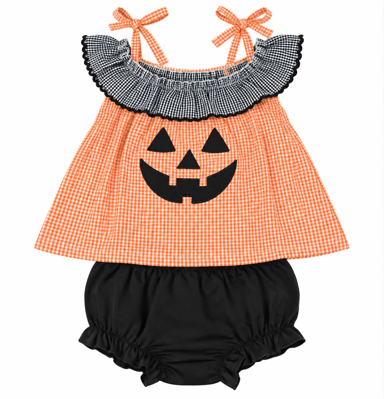 2T ORANGE/BLACK PUMPKIN FACE SET