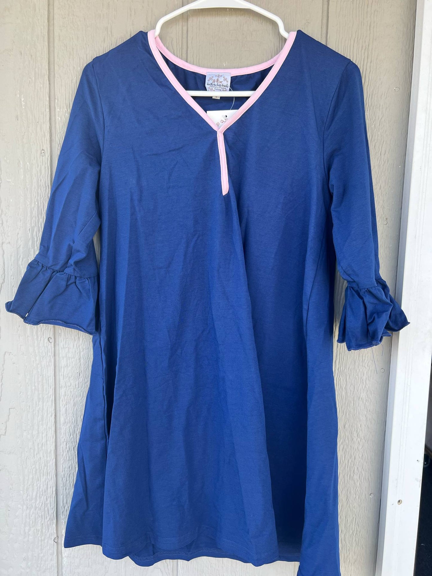 NAVY LIGHT PINK KNIT DRESS/COVER UP