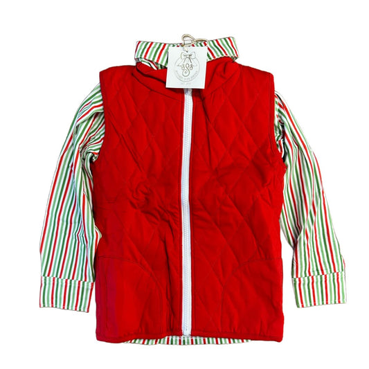 4T CHRISTMAS STRIPE VEST SET