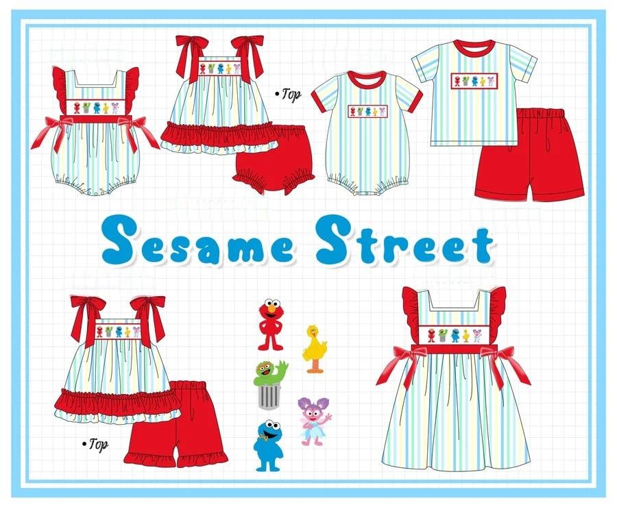 STRIPE SESAME STREET EMBROIDERY COLLECTION-ETA LATE FEB