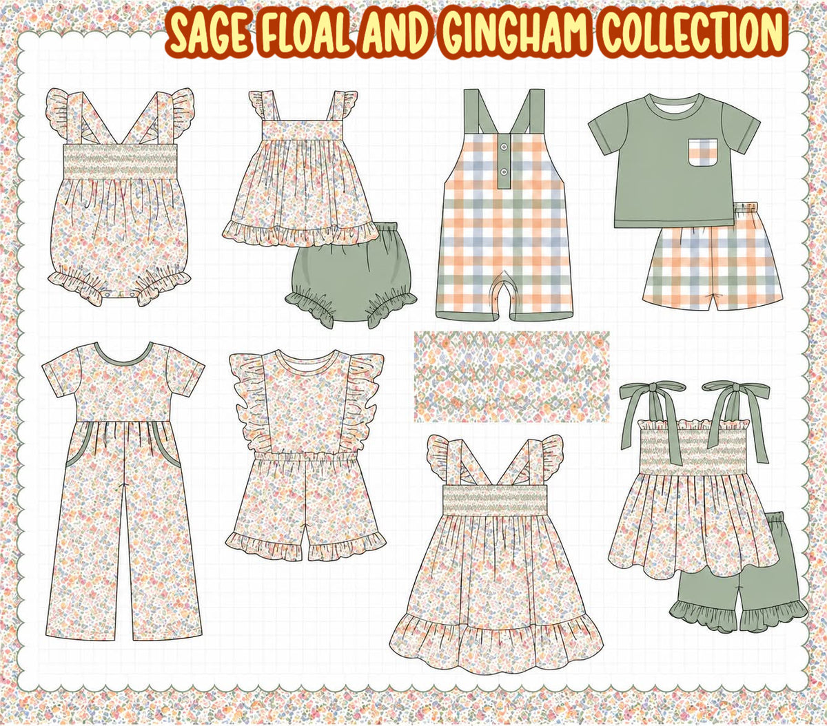 SAGE FLORAL/GINGHAM COLLECTION-ETA APRIL