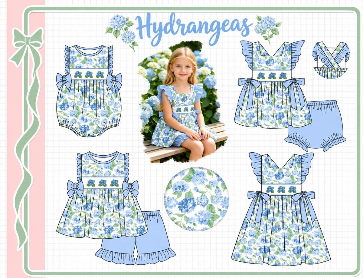 BLUE HYDRANGEAS EMBRODIERY-ETA APRIL