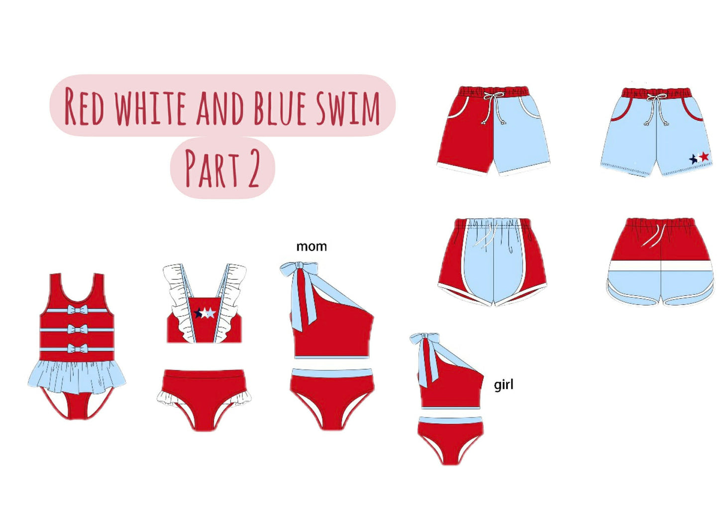 RED WHITE AND BLUE SWIM PART 2 COLLECTION - ETA LATE APRIL