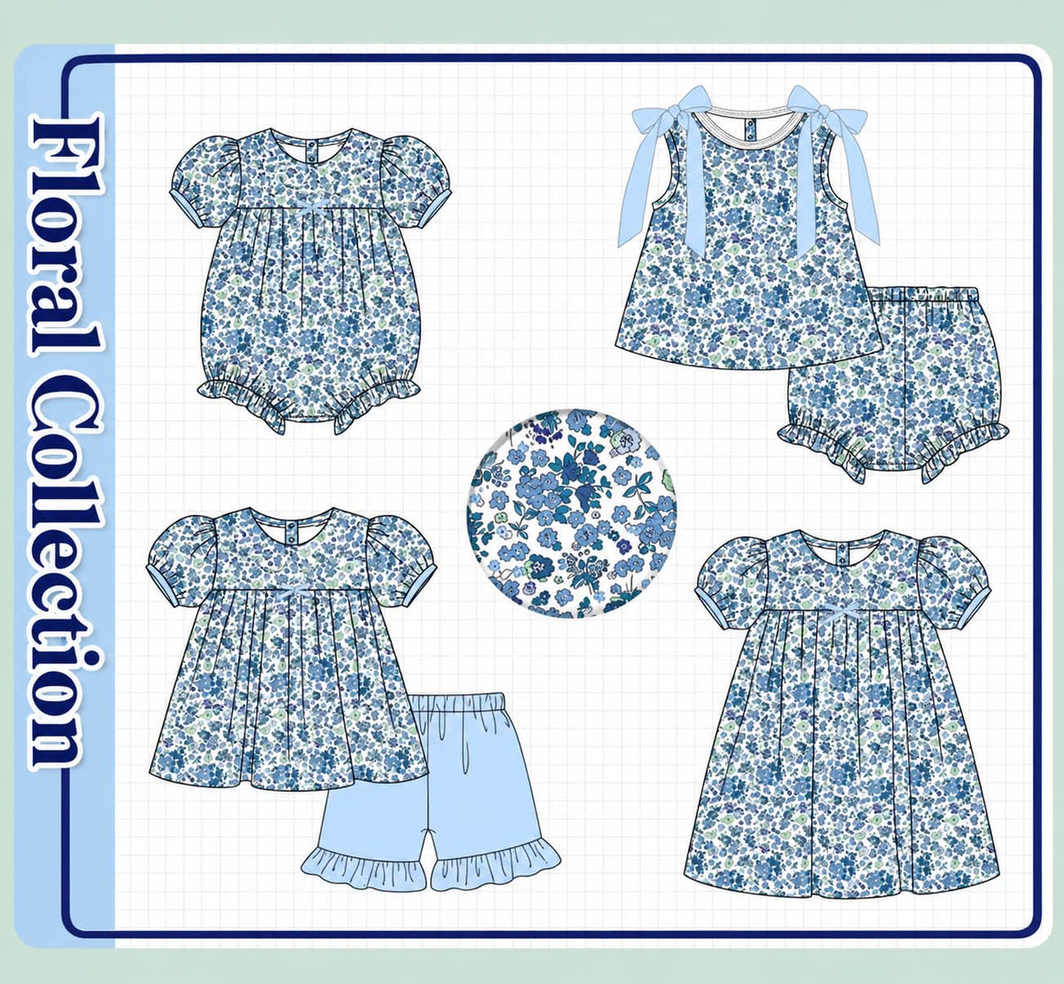 BLUE FLORAL PRINT COLLECTION-ETA APRIL