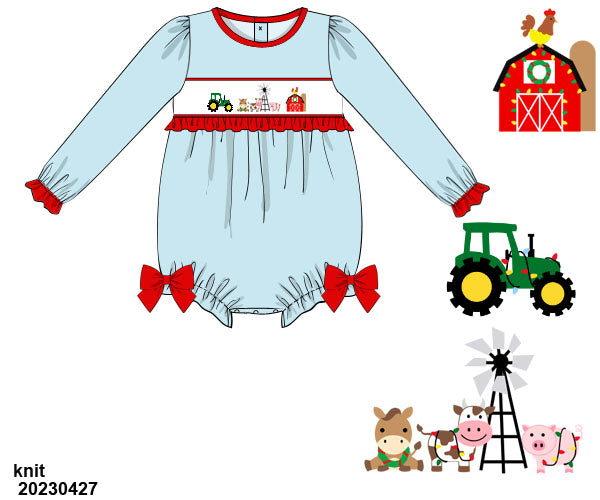 PO 105: CHRISTMAS FARM SMOCKED BUBBLE