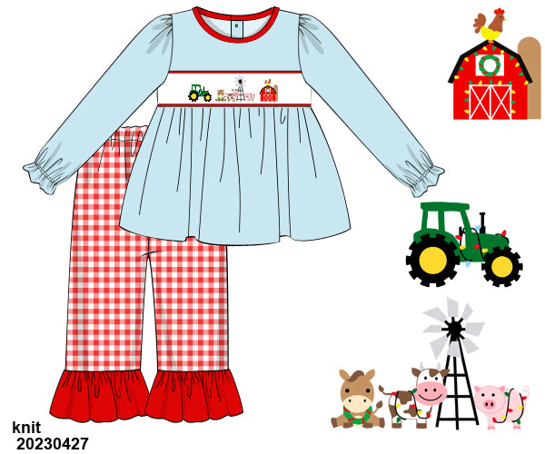 PO 108: CHRISTMAS FARM SMOCKED PANTS SET