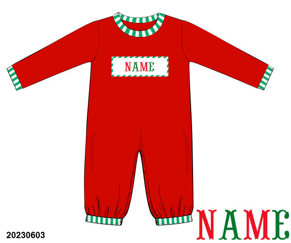 WS CHRISTMAS NAME SMOCK ROMPER