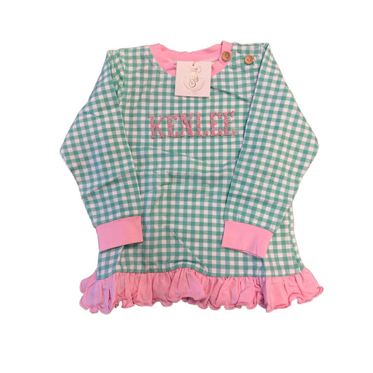 5T "KENLEE" FRENCH KNOT MINT/PINK PULLOVER