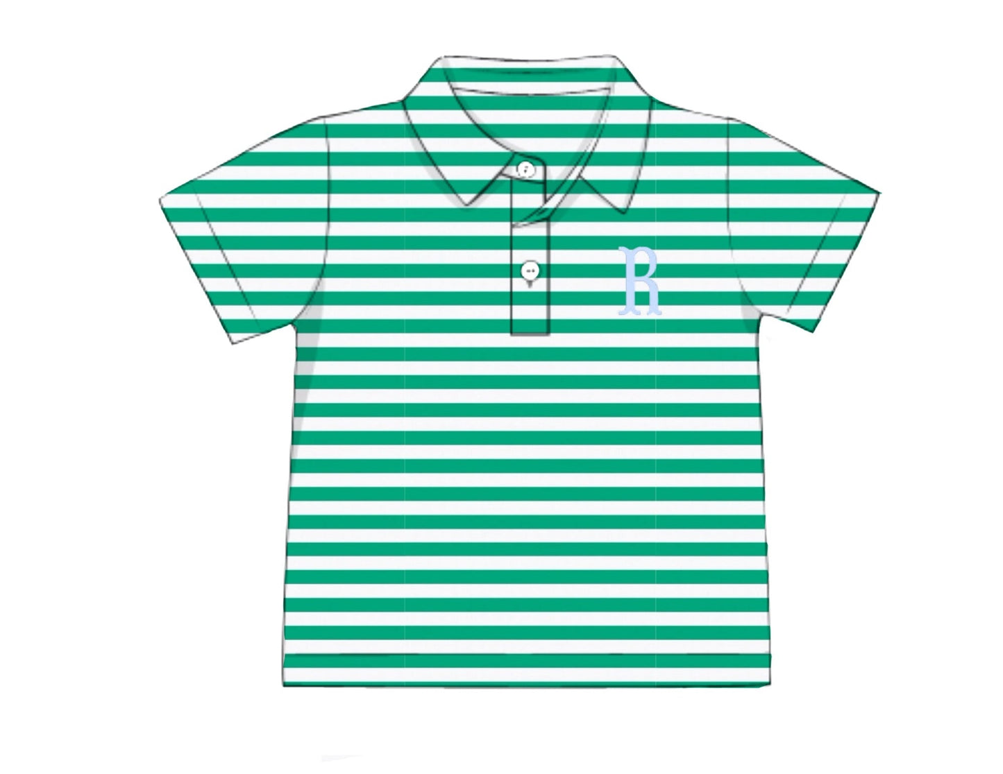 PO 108.5 Boys Mix & Match - Green Stripe Polo