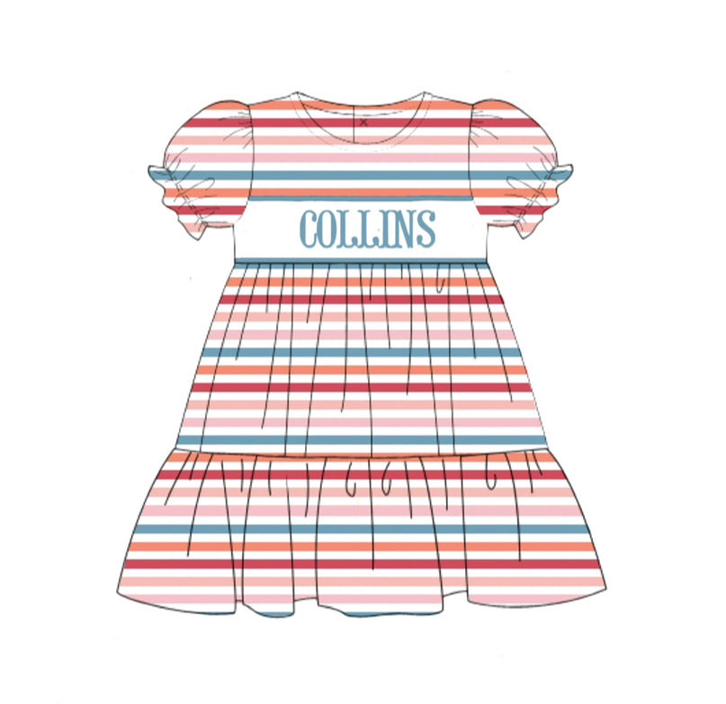 PO 98.5 Rainbow Stripe Name Smock