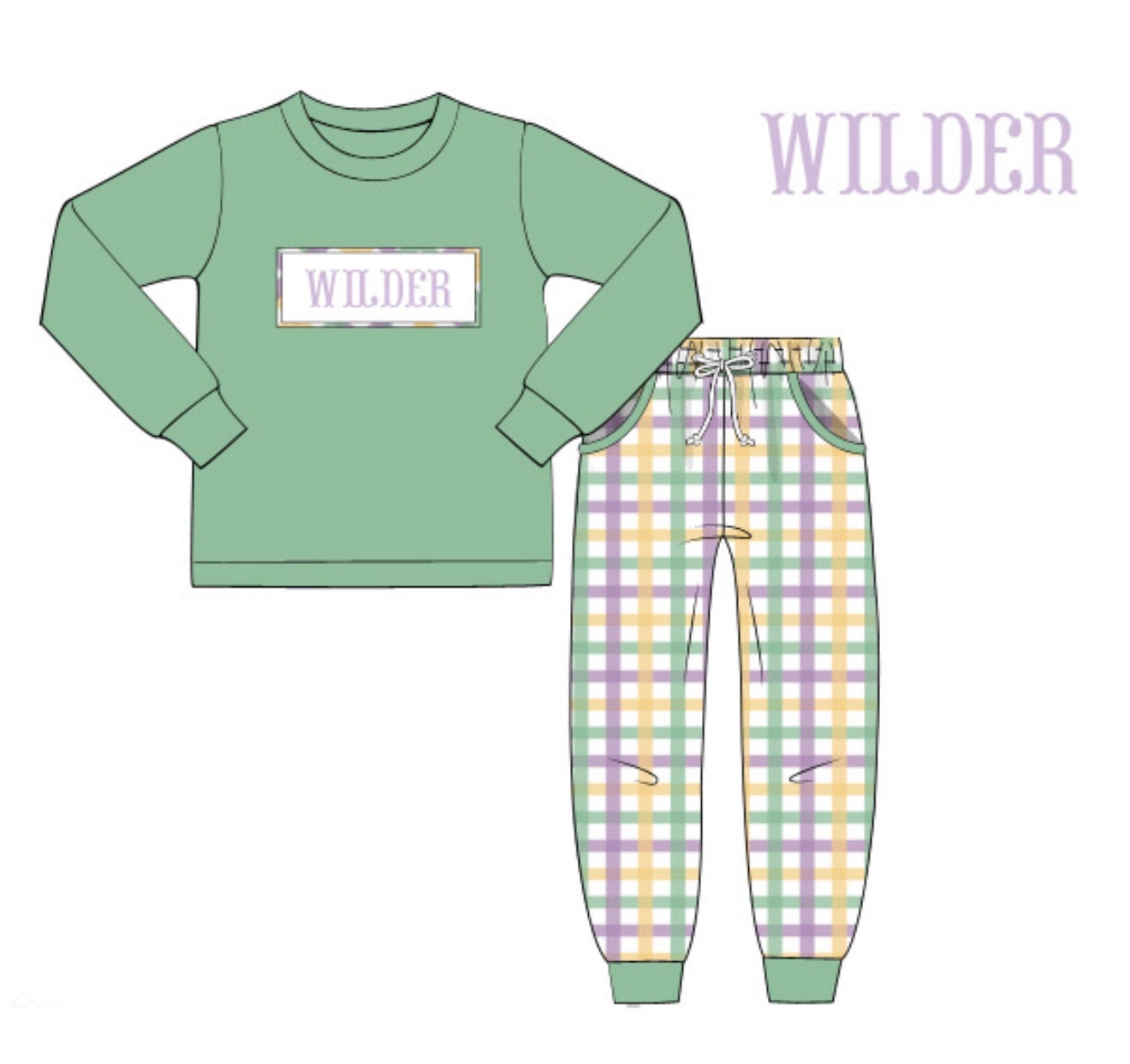 PO 108.5 Mardi Party Name Smocks Jogger Set