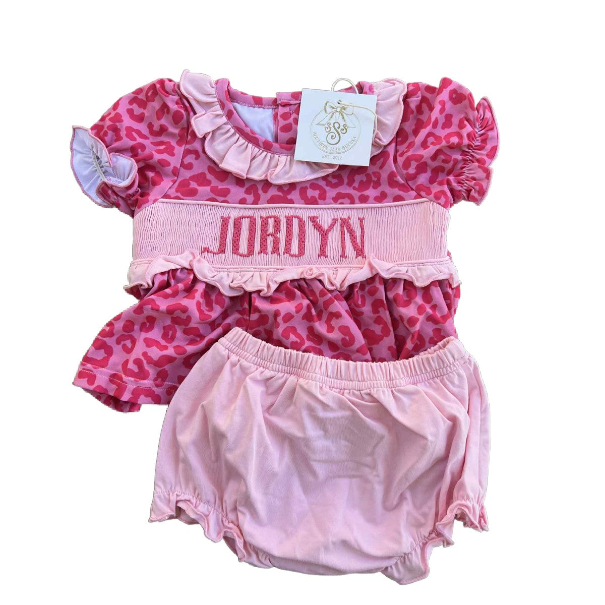 6M JORDYN PINK CHEETAH DIAPER SET