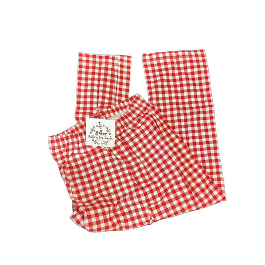 RED KNIT GINGHAM PANTS
