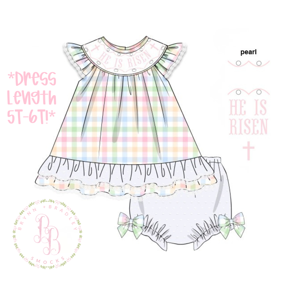 PO23: He is Risen Girl Diaper Set – Southern Sass Smocks